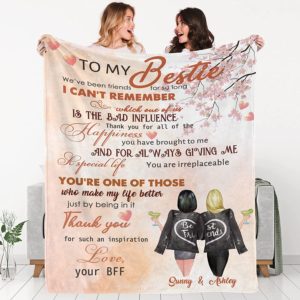 Custom Best Friend Throw Blanket with Name & Hairstyle